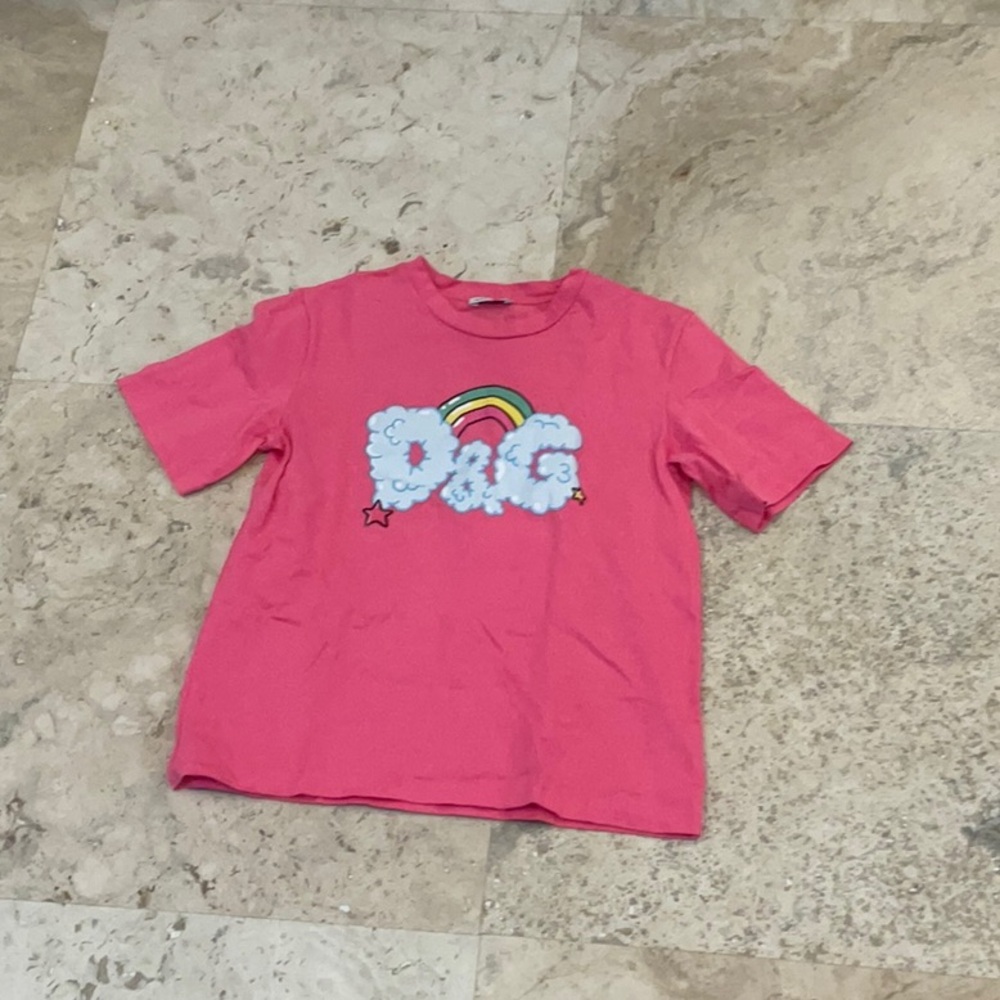 Pink Graphic T-Shirt with Rainbow Design